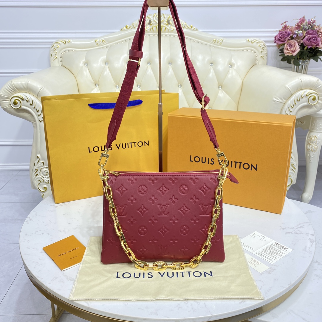 Louis Vuitton COUSSIN PM Handbag Monogram Embossed M59275 Wine